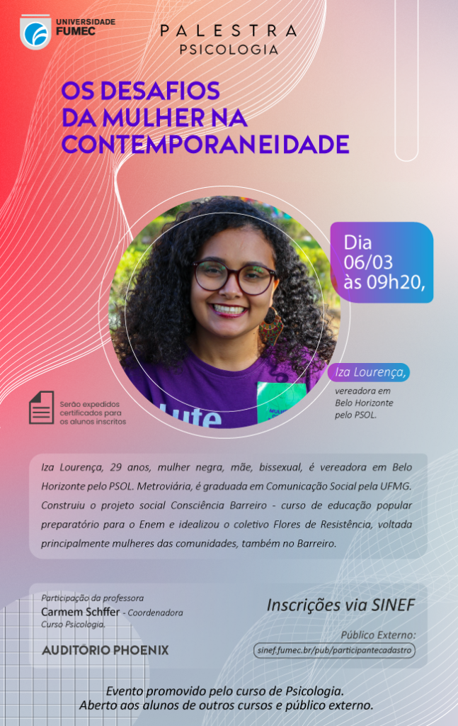 e mail palestra Os Desafios da mulher na contemporan