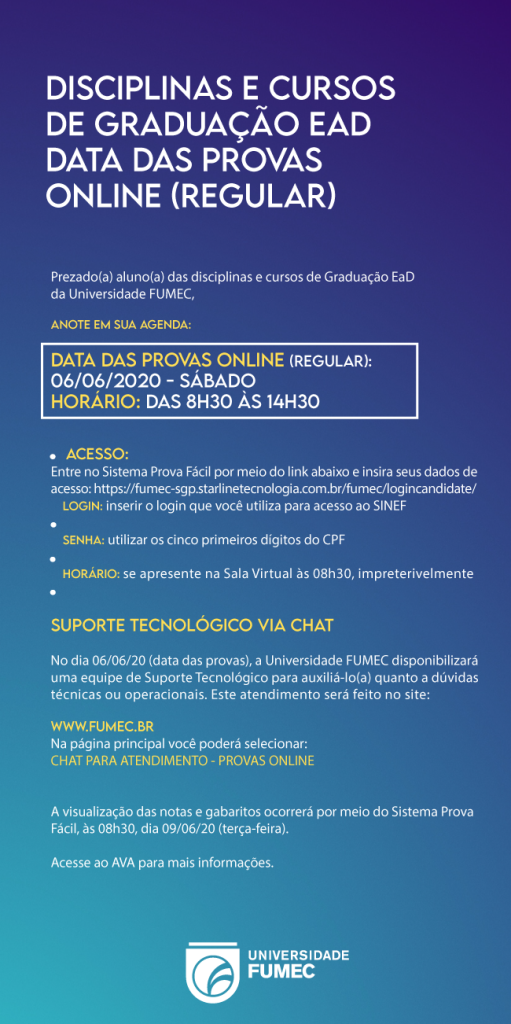 email sobre provas ead