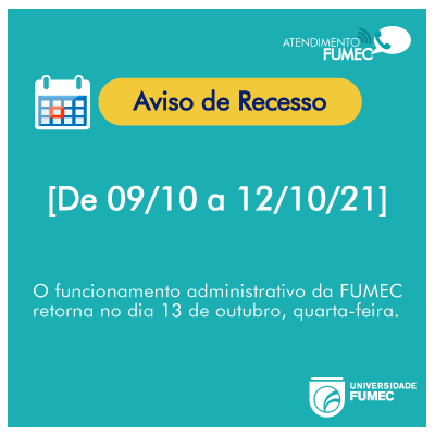 pop up recesso de 9 a 12 de out