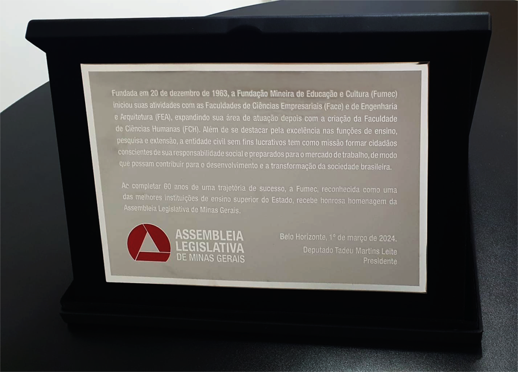 ALMG 60 Anos FUMEC placa