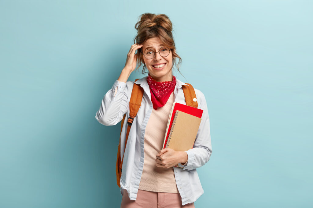 horizontal shot of college student scratches head 2023 11 27 05 19 51 utc