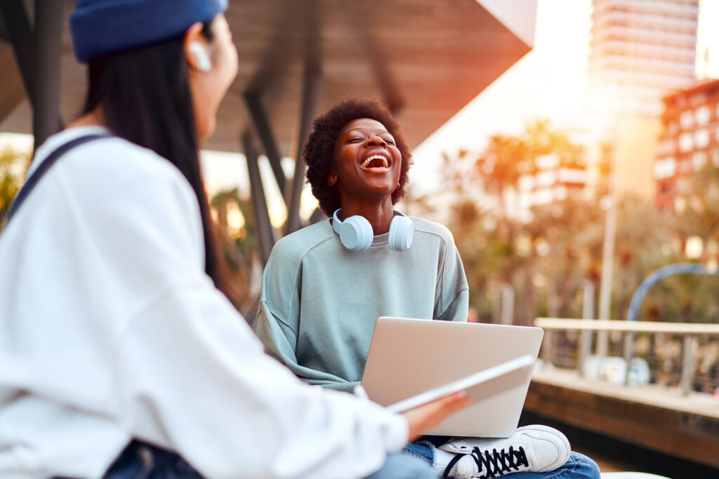 women girlfriends resting on the street 2023 11 27 05 31 21 utc