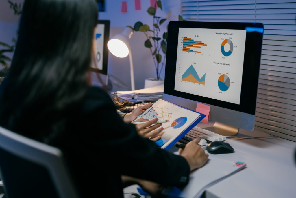 two businesswomen are working late in the office 2025 01 10 13 35 14 utc